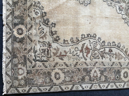 5.3 x 8 TURKISH Muted Rug Vintage  Rug Vintage Persian Rug Wool Oushak Rug Hand Made Rugs Vintage Turkish Rug