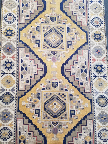 3x12 vintage handmade wool runner, oushak runner, hallway runner rug, kitchen runner