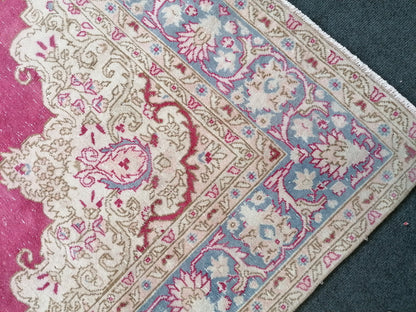 5.3 x 8.5 Bohemian pink rug, anatolian rug, wool vintage rug, turkish rug, hand knotted rug