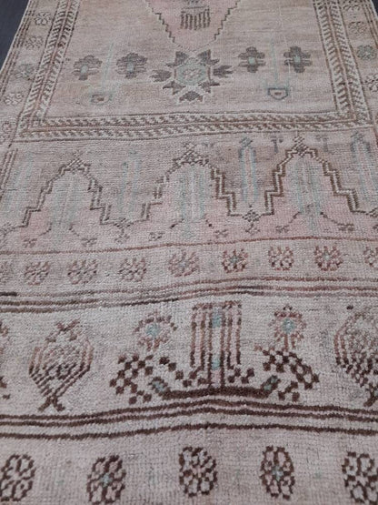 WOOL Oriental Runner Rug Turkish Runner Rug 2.5 x 12 Muted Vintage High Pile Runner Hallway Runner Rug Kitchen Runner Rug Persian Runner Rug