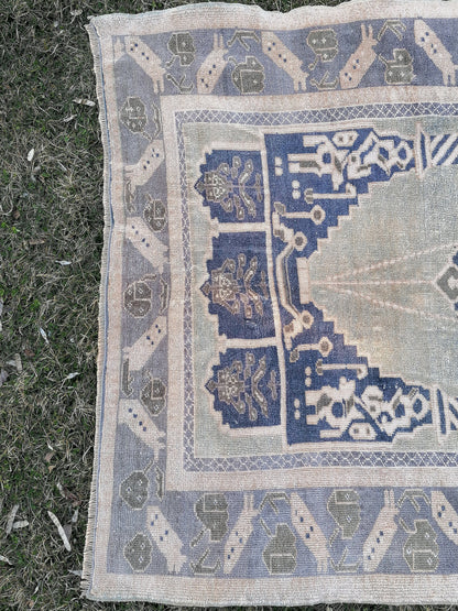 4'1x5'8 rug ,vintage green rug, rug, oushak turkish rug, kitchen rug, vintage anatolian unique hand made rug