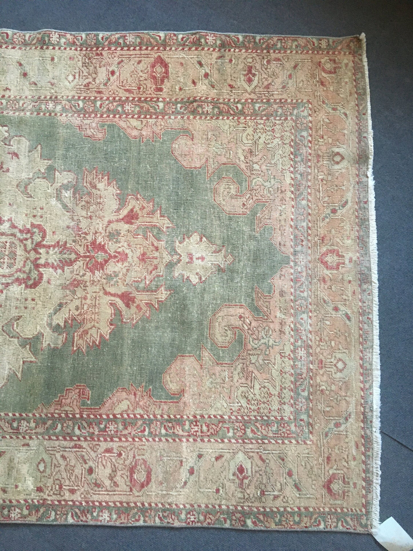 4x6 feet turkish green rug, vintage wool bedroom large rug, oushak handmade kitchen red rug, faded bohemian bathroom rug, persian design rug