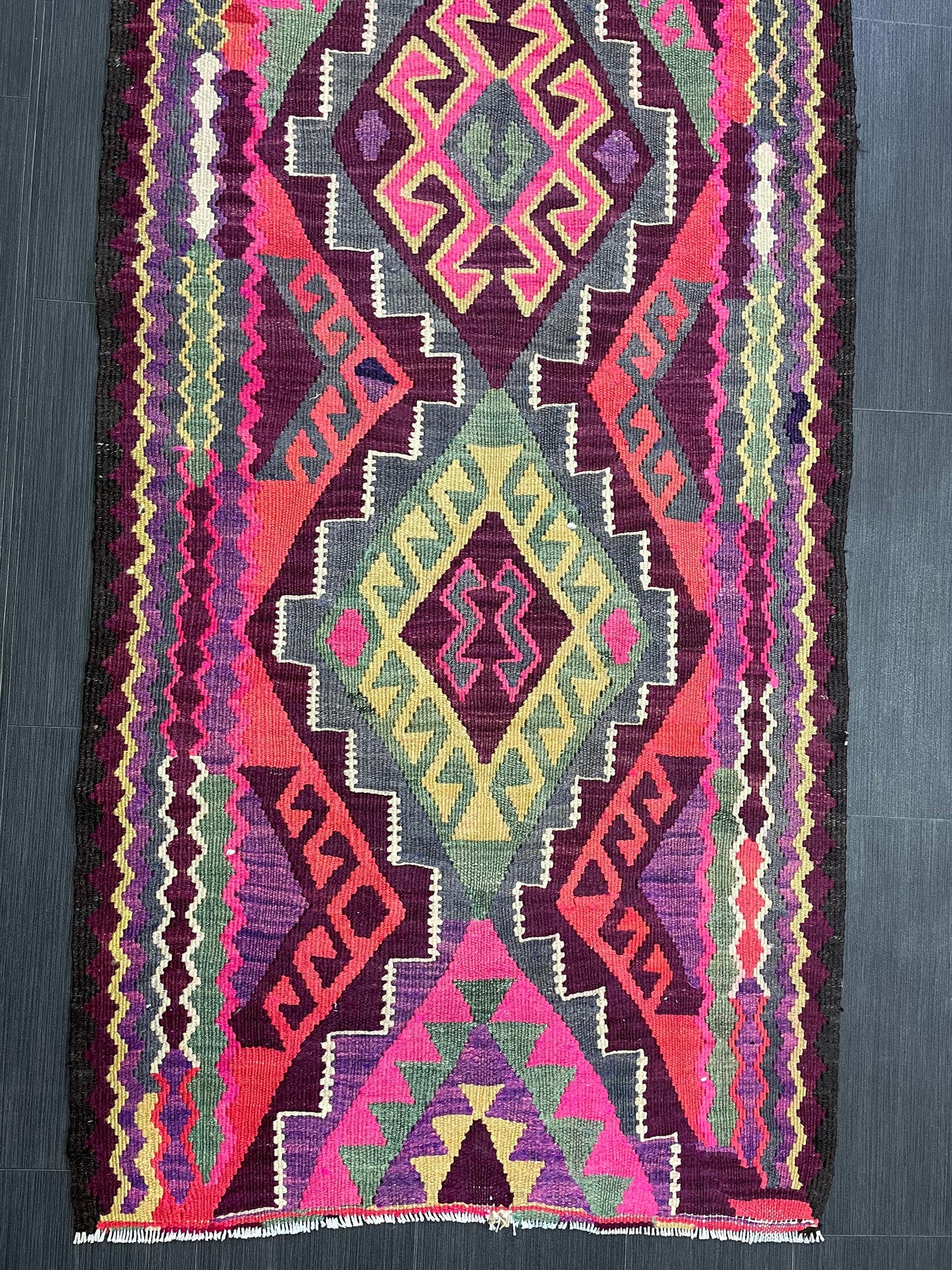 Vintage Runner rug 3 x 13 Handmade Flat woven Runner Kilim Runner Rug Oriental Runner Vintage Turkish Runner Flat weave Rug Wool Carpet Rug