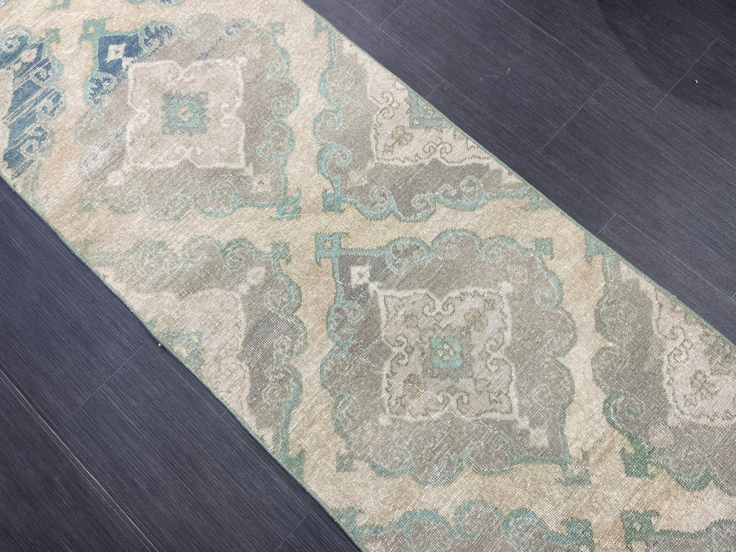 Muted  Handmade Runner Rug, Turkish Runner 2.7 x 13 Rug, Vintage Runner Rug Hallway Runner Rug, Hand Knotted Runner Rug, Persian Runner