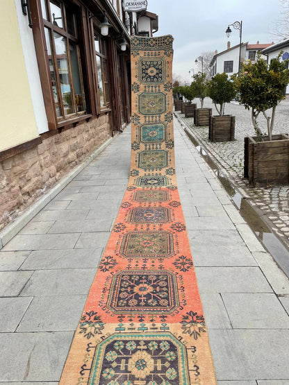 Vintage Staircase Runner Rug 2.3 x 27 ft Extra Long TURKISH Runner Rug Vintage Runner Rug Distressed Runner Rug  Runner Hand Knotted Runner