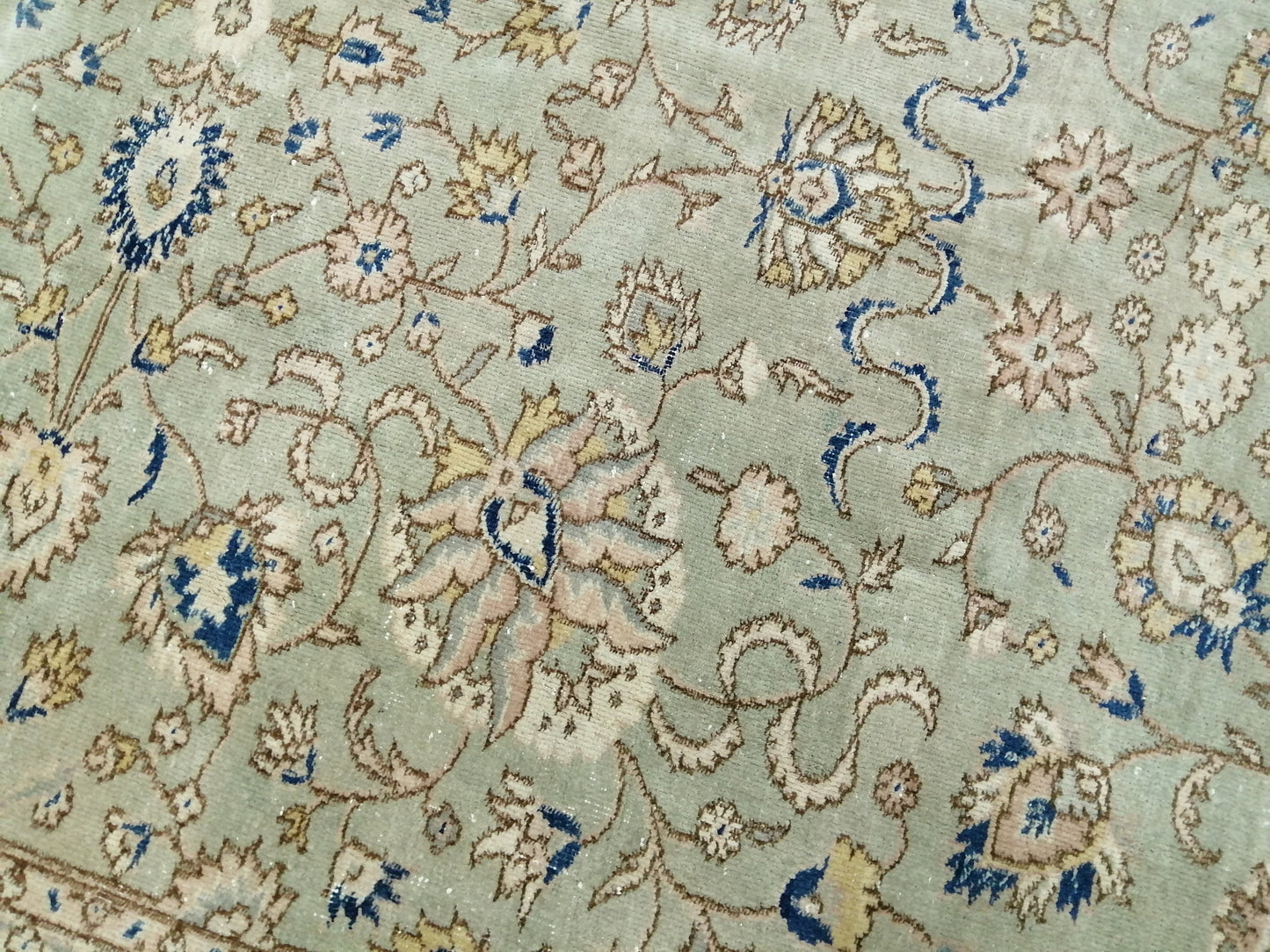 6.3 x 8.4 OUSHAK RUG TURKISH Light Green Blue Rug Vintage Oriental Rug Vintage Wool Fine Knotted Rug Hand Made Rugs Turkish Rug 6x8