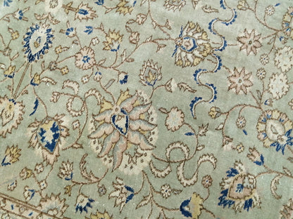 6.3 x 8.4 OUSHAK RUG TURKISH Light Green Blue Rug Vintage Oriental Rug Vintage Wool Fine Knotted Rug Hand Made Rugs Turkish Rug 6x8