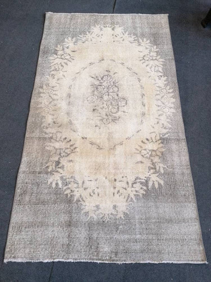 Turkish rug, oushak rug 3'8x6'6 vintage rustic rug, vintage oushak rug, kitchen area rug,