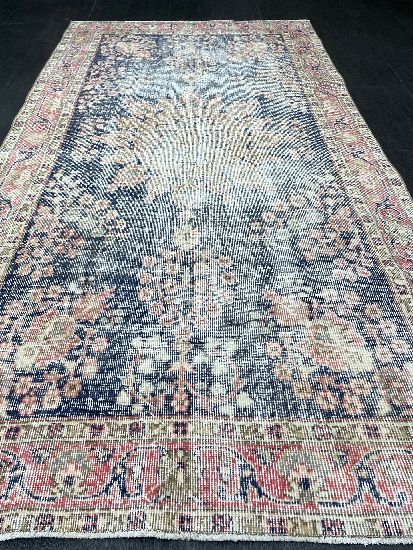Vintage Rug TURKISH 4.3 x 8 Rug Handmade Rug Vintage Persian Rug Oushak Rug  Hand Knotted RugTurkish Rug Vintage Oushak Rug, Wool Rug
