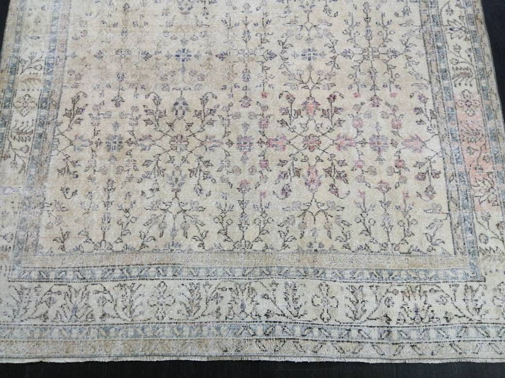 Muted Vintage Rug 6.6 x 10.4 Neutral Antique Rug Vintage Turkish  Rug Wool Oriental Rug Muted Persian Hand Made Rugs Vintage Turkish Rug