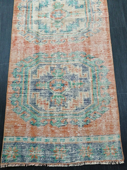 11.4 X 2.4 Oushak Runner Rug Turkish Runner Rug Vintage Runner Rug Hallway Runner Rug Kitchen Runner Rug Wool Runner Rug Wool Oushak Rug