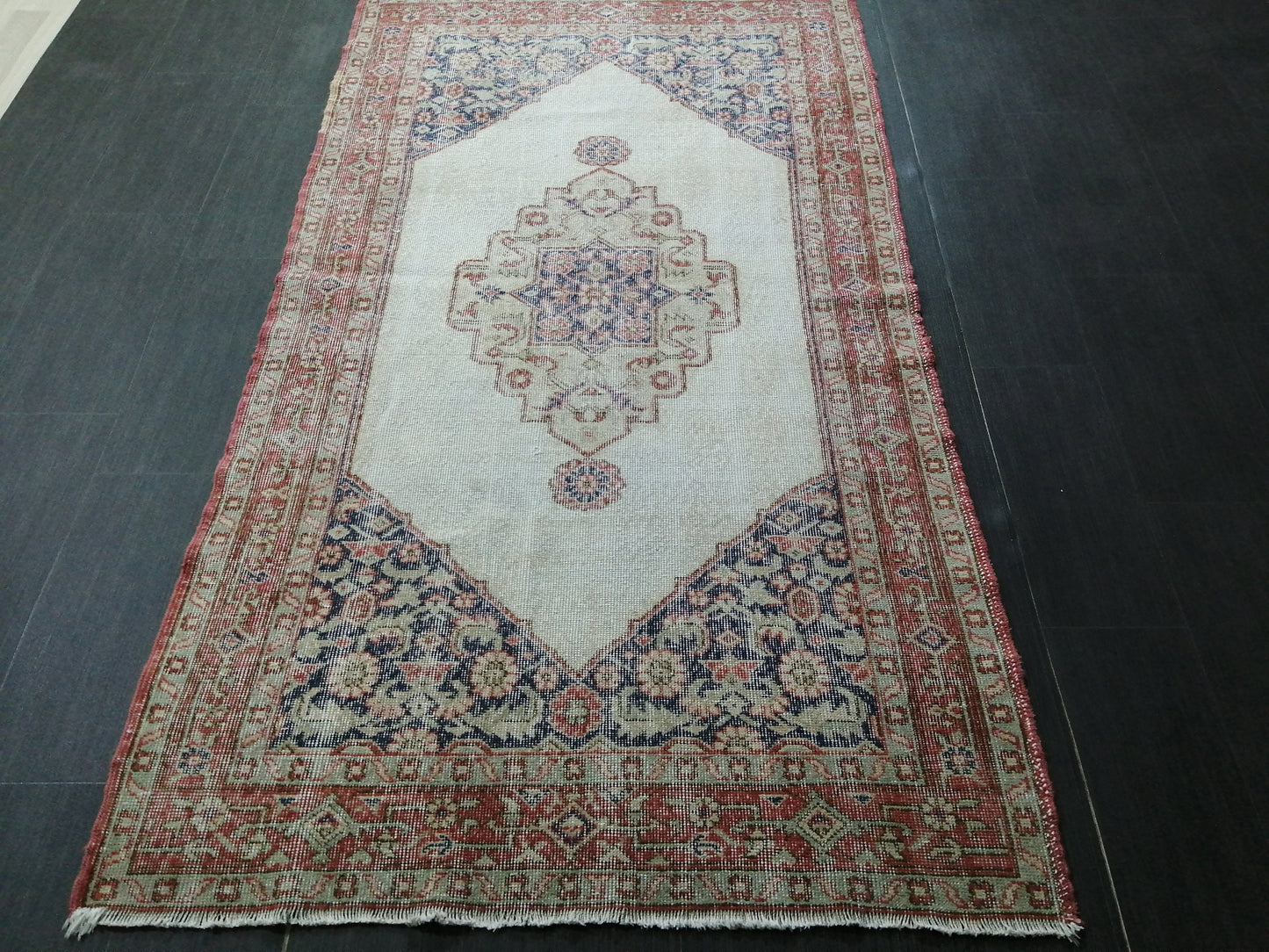 6.9 x 3.9 Rug Handmade Rug Oushak Rug, Rustic Rug Hand Knotted Rug, Rug Runner,Muted  Turkish Rug, Farmhouse Rug, Vintage Rug, Wool rug