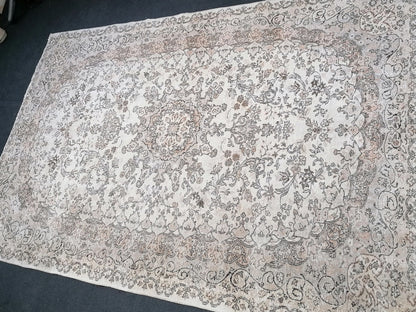 Oushak turkish rug 7.2 x 10.7 large wool rug, vintage knotted rug