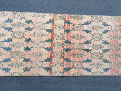 2.3x13.3 feet turkish runner rug, vintage oushak runner rug, kitchen runner rug, hallway runner rug, handmade overlong runner,laundry runner