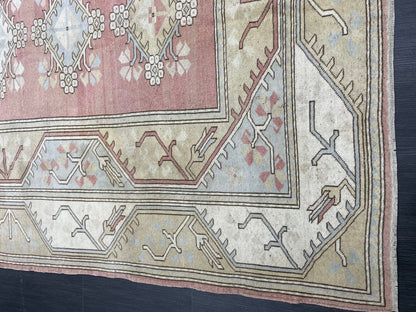 Muted Persian RUG 6.6 x 9.8 Turkish Oushak Rug Vintage Rug