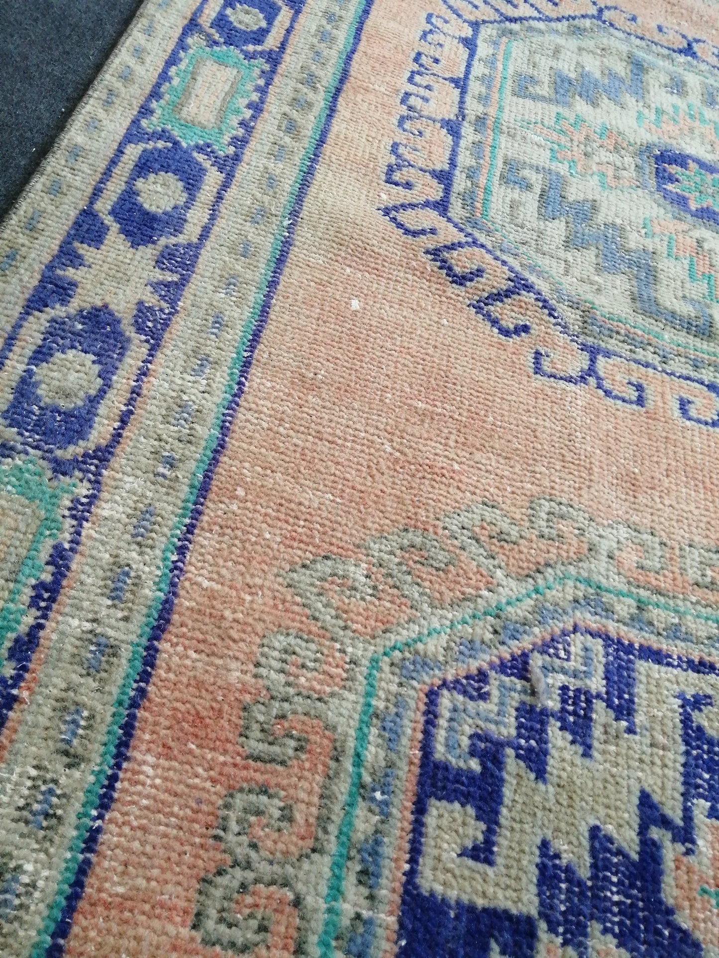 11.8 x 4 Oushak Runner Rug Turkish Runner Rug Blue Vintage Runner Rug Hallway Runner Rug Kitchen Runner Rug Wool Runner Rug Wool Oushak Rug