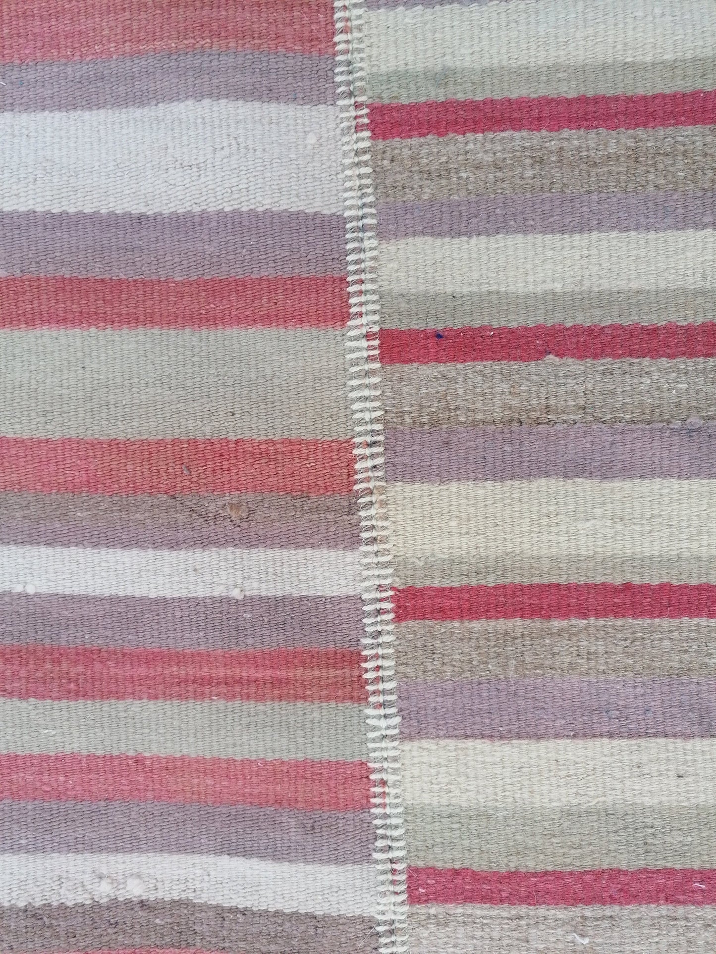 7 x 9 Handmade flatweave kilim rug  stripe wool rug, woven rug, pastel turkish kilim, muted flat_weaving rug