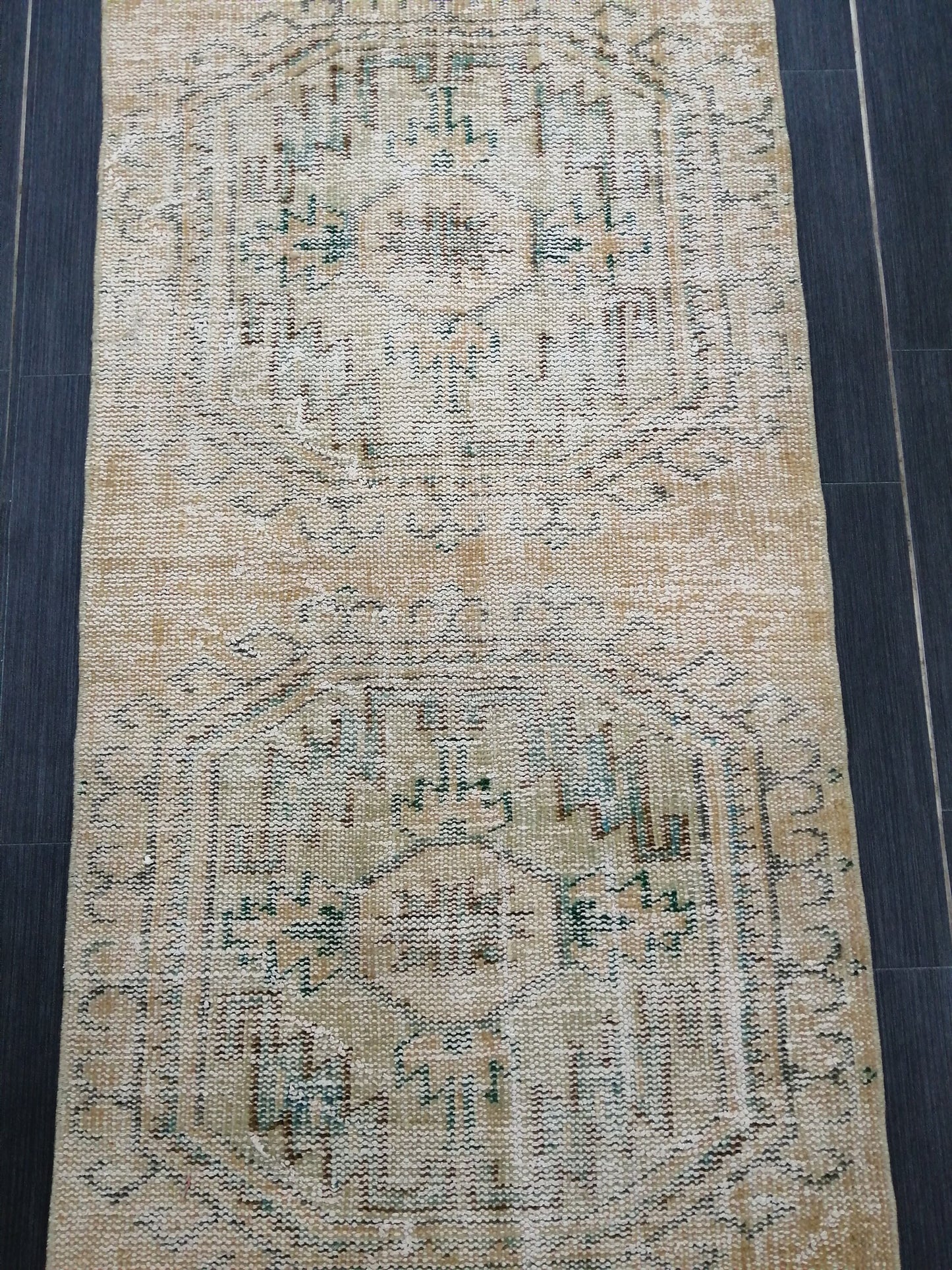 10.8 x 2.6 Muted Oushak Runner Rug Turkish Runner Rug Vintage Runner Rug Hallway Runner Rug Kitchen Runner Rug Wool Runner Rug