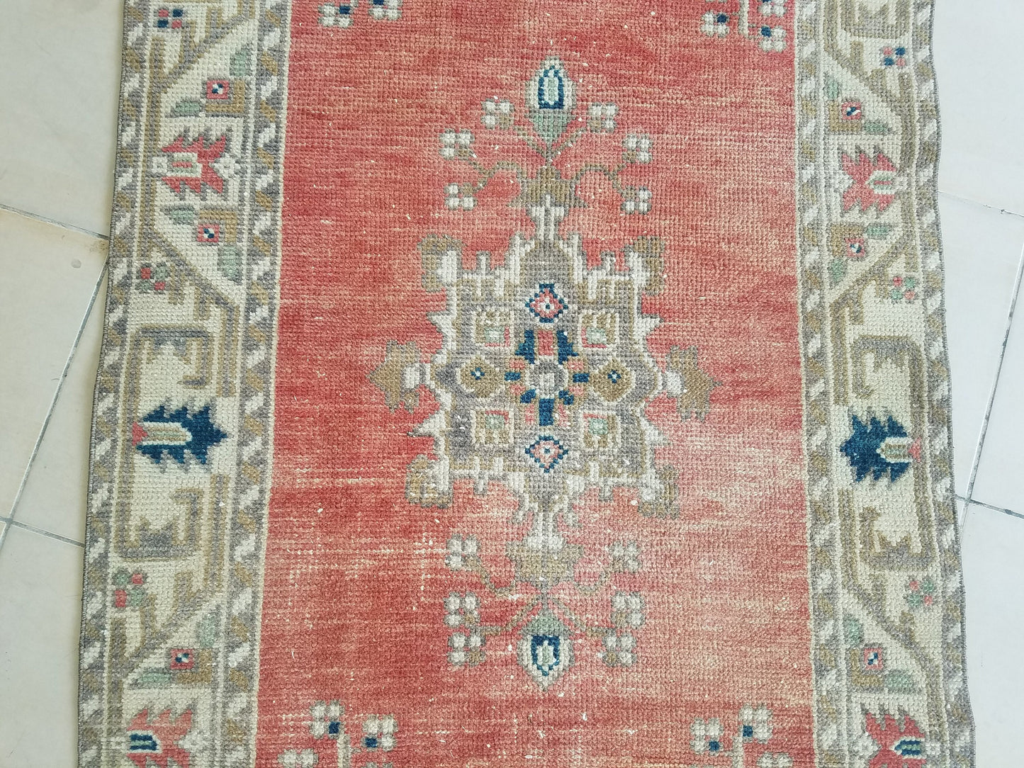 6'3x3'2 handmade vintage rug,wool area rug,