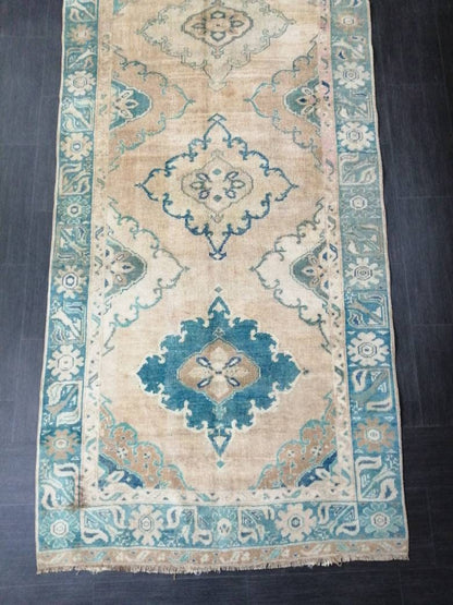 Vintage Runner Rug 4.2 x 13 Persian Runner Rug Wool Oushak Rug Oushak Runner Rug Turkish Runner Rug Kitchen Runner Rug Hallway Runner Rug