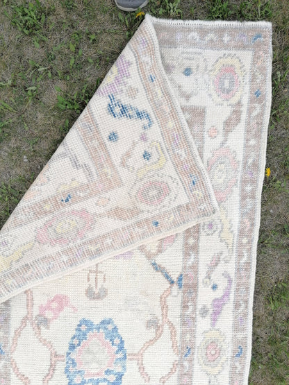 Oushak wool runner rug 2'10x14'5 turkish new production oushak runner, hallway runner rug