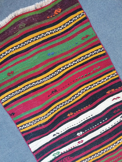 5'10x2 flat woven rugs, hand made flatweave rug, oushak rug, rustic rug, bohemian rug, rug runner, turkish rug, farmhouse rug, vintage rug