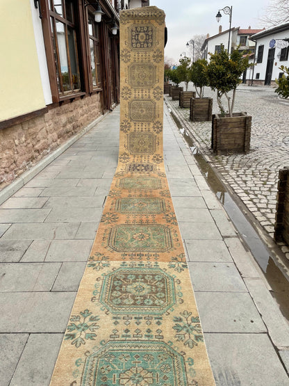 Staircase Runner Rug 2.3 x 26 ft Extra Long TURKISH Runner Rug Vintage Runner Rug Distressed Runner Rug  Runner Hand Knotted Runner