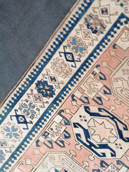 Oushak rug, blue turkish rug vintage rug 4'7x6'1 vintage oushak rug unique hand made rug kitchen rug bohemian rug