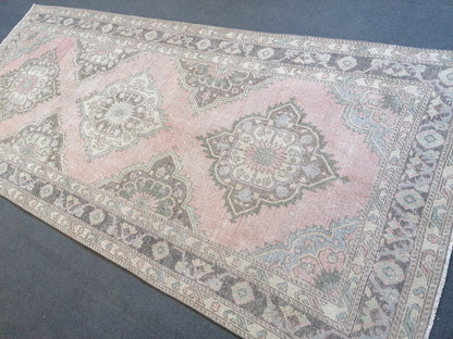 10'8x4'10 pastel runner rug, hallway runner,hand made rug,wool runner rug,vintage runner, turkish runner