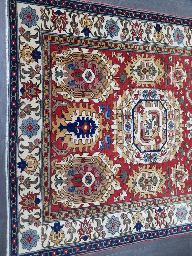 High Wool Pile Vintage RUG 6 x 10.3 TURKISH Rug Vintage Quality Oriental Rug Shirvan Rug Wool Oushak Rug Blue Rug Persian Rug Hand Made Rug