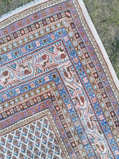 7'2x10'6 persian wool rug, vintage wool rug, oushak hand made rug, bohemian rug, living room rug