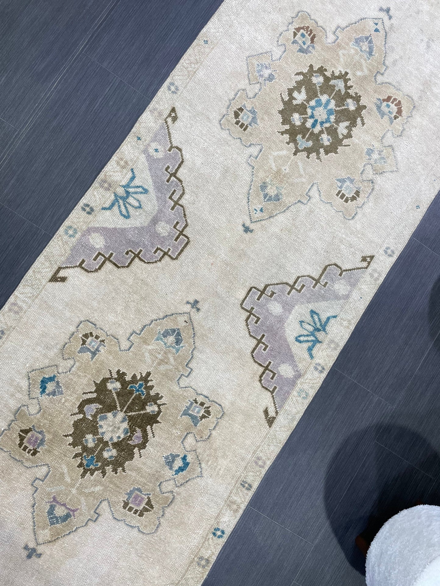 Muted Vintage Oushak Runner 3 x 11.4 Rug Turkish Runner Rug Vintage Runner Rug Hallway Runner Rug Kitchen Runner Rug Wool Runner Rug