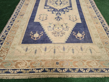 Quality OUSHAK RUG, TURKISH Oushak Rug, Vintage Oushak 5.6 x 10 Rug, Vintage Blue Rug,  Wool Handmade Rug, Anatolian Rug, Hand Knotted Rug