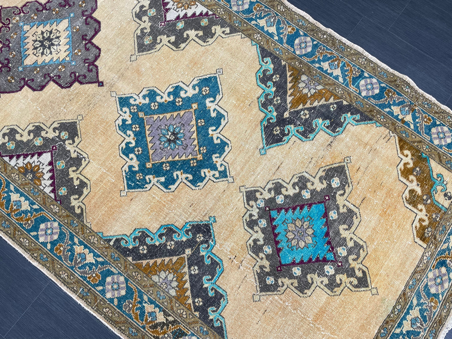 Vintage Handmade Vintage 5x13 Runner Oushak Runner Rug Turkish Runner Rug Vintage Runner Rug Star Kitchen Runner Natural Wool Runner