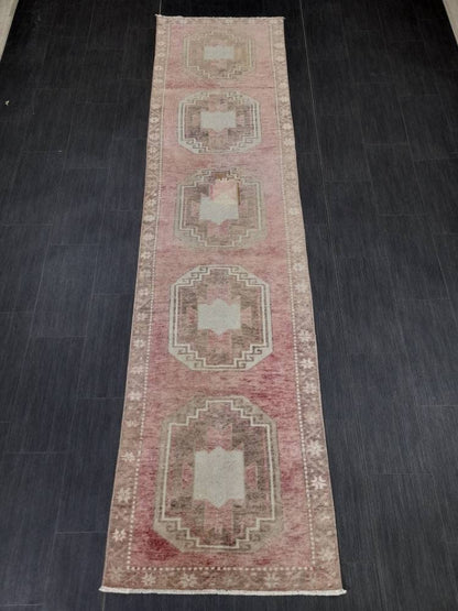 Muted Vintage Runner Rug 2.7 x 10.8 Muted Turkish Runner Rug Vintage Runner Rug Hallway Runner Rug Kitchen Runner Rug Hallway Runner Rug