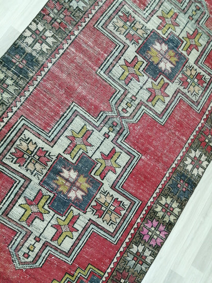 4 x 9.3 OUSHAK RUG TURKISH Oushak Rug Vintage Oushak Runner Rug Vintage Runner Rug Wool Oushak Rug Hand Made Rugs Vintage Turkish Rug