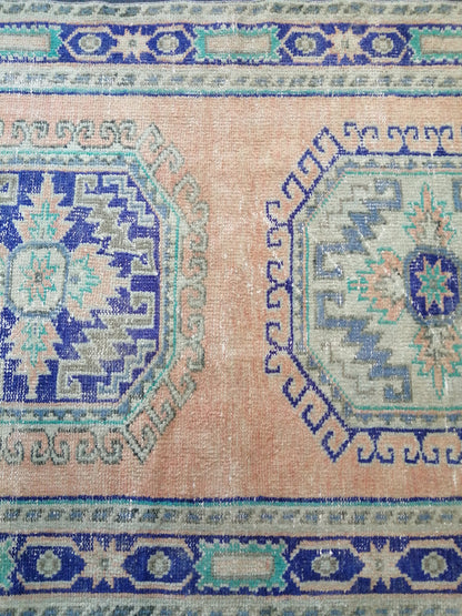 11.8 x 4 Oushak Runner Rug Turkish Runner Rug Blue Vintage Runner Rug Hallway Runner Rug Kitchen Runner Rug Wool Runner Rug Wool Oushak Rug