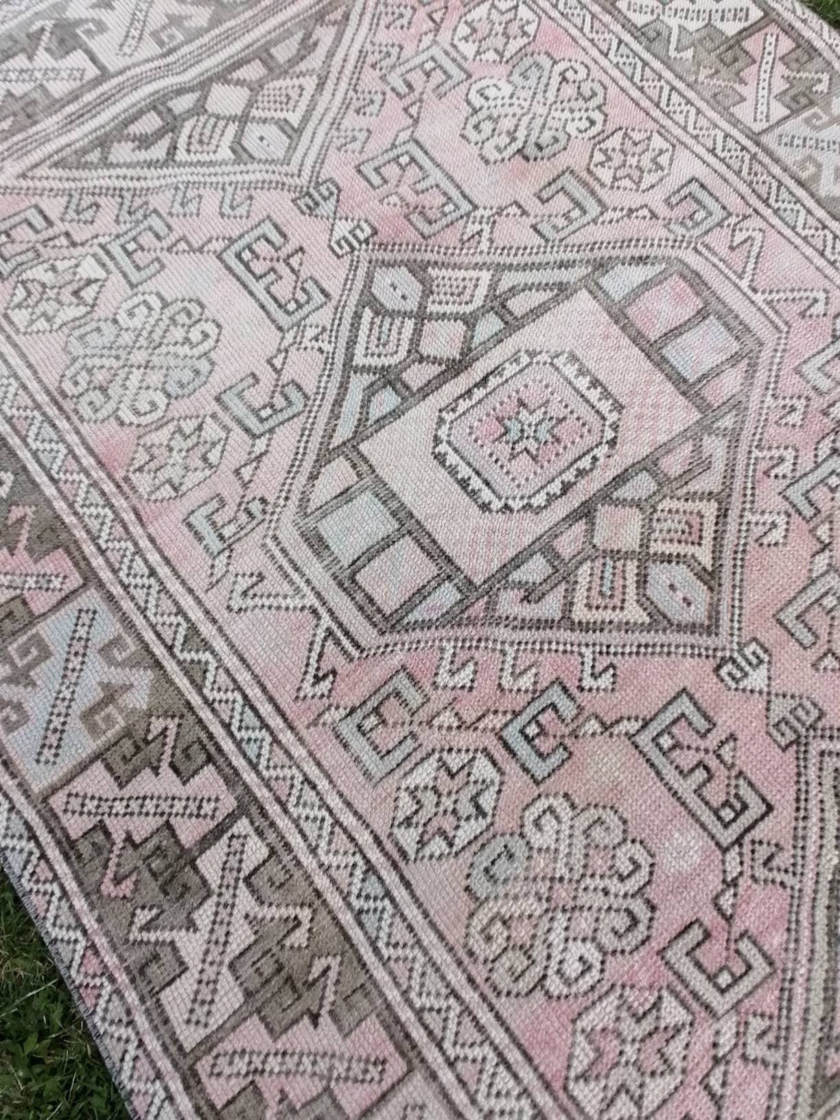 Vintage wool rug, mute vintage handmade wool bedding rug, 4x5'4 turkish rug, oushak hand made rug, kitchen rug bohemian rug, living room rug