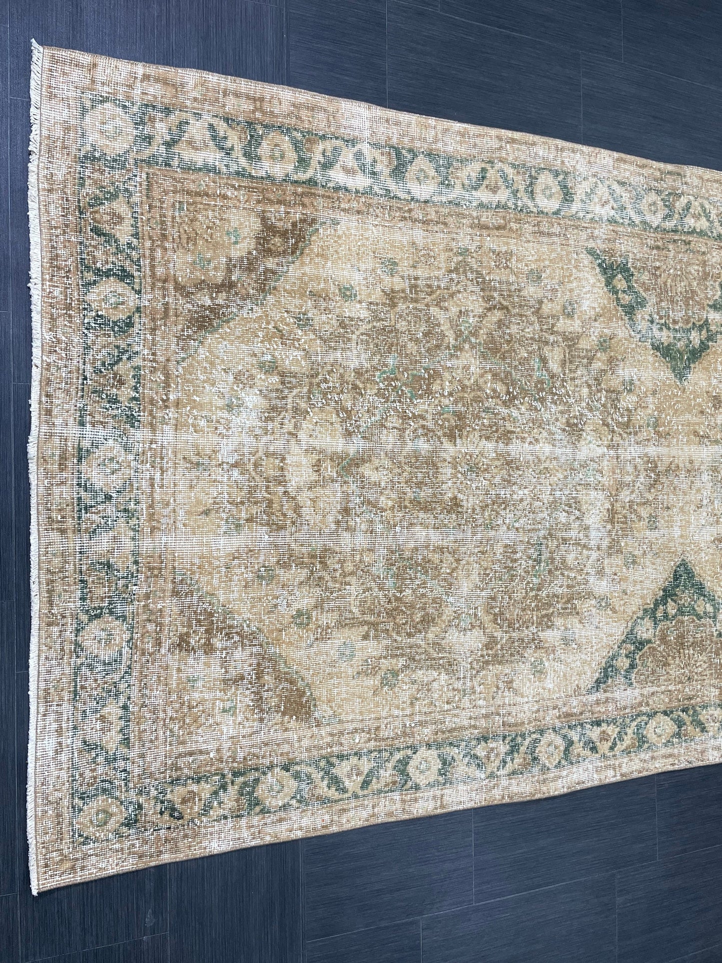 Vintage Runner Rug 4.8 x 13.2 Muted Turkish Runner Rug Hand Made Runner Rug Vintage Runner Rug Hallway Runner Rug Distressed Runner