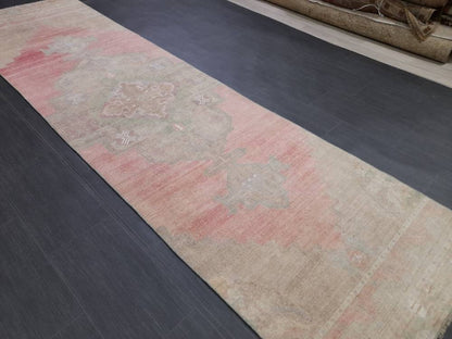 Muted Vintage Oriental Runner Rug 3 x 11 Turkish Runner Rug muted Vintage Runner Rug Hallway Runner Rug Kitchen Runner Rug Wool Runner Rug