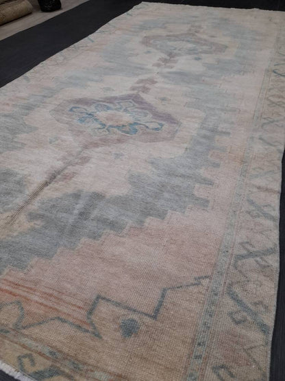 Vintage Wool Rug 5 x 10.8 Turkish Oushak Rug Muted Rug Muted Vintage Turkish Rug  Oriental Rug, Vintage Rug Soft Wool Rug