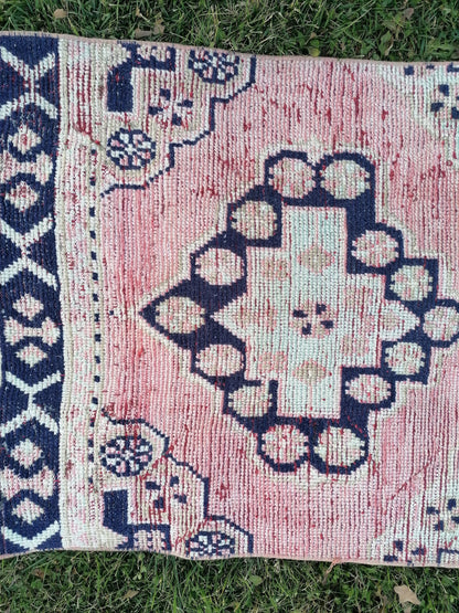 11x2'7 oushak turkish runner rug, vintage turkish runner rug, oushak vintage runner ,vintage rug,kitchen runner rug, vintage anatolian rug