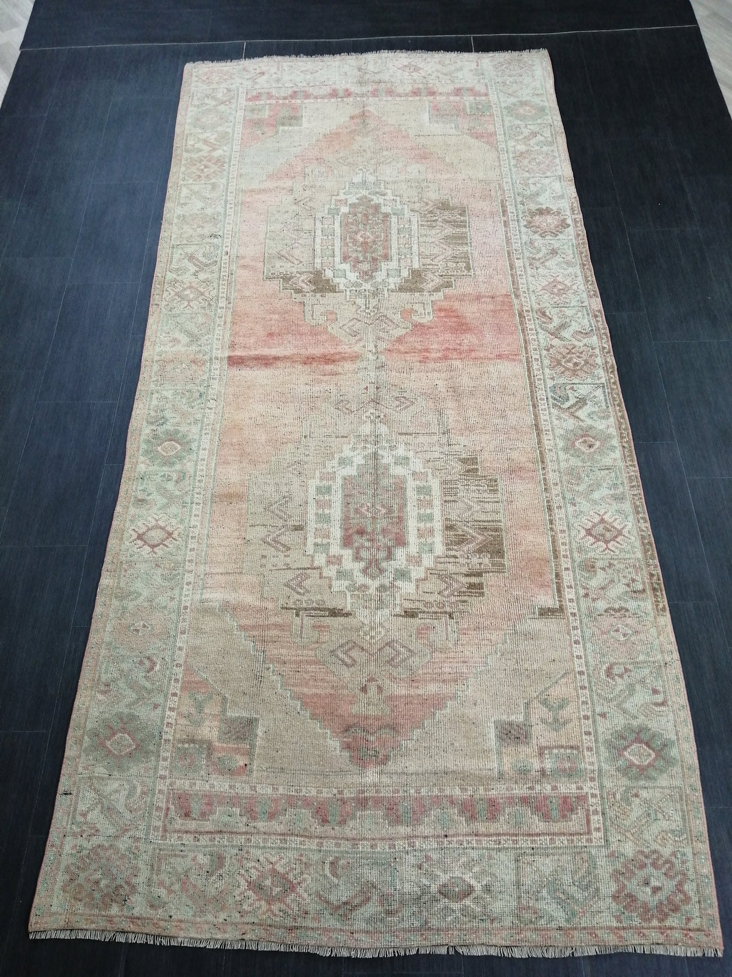 Muted Oushak Runner 4.8 x 10.5 Turkish Runner Rug Vintage Runner Rug Hallway Runner Rug Kitchen Runner Rug Wool Runner Rug Wool Oushak Rug