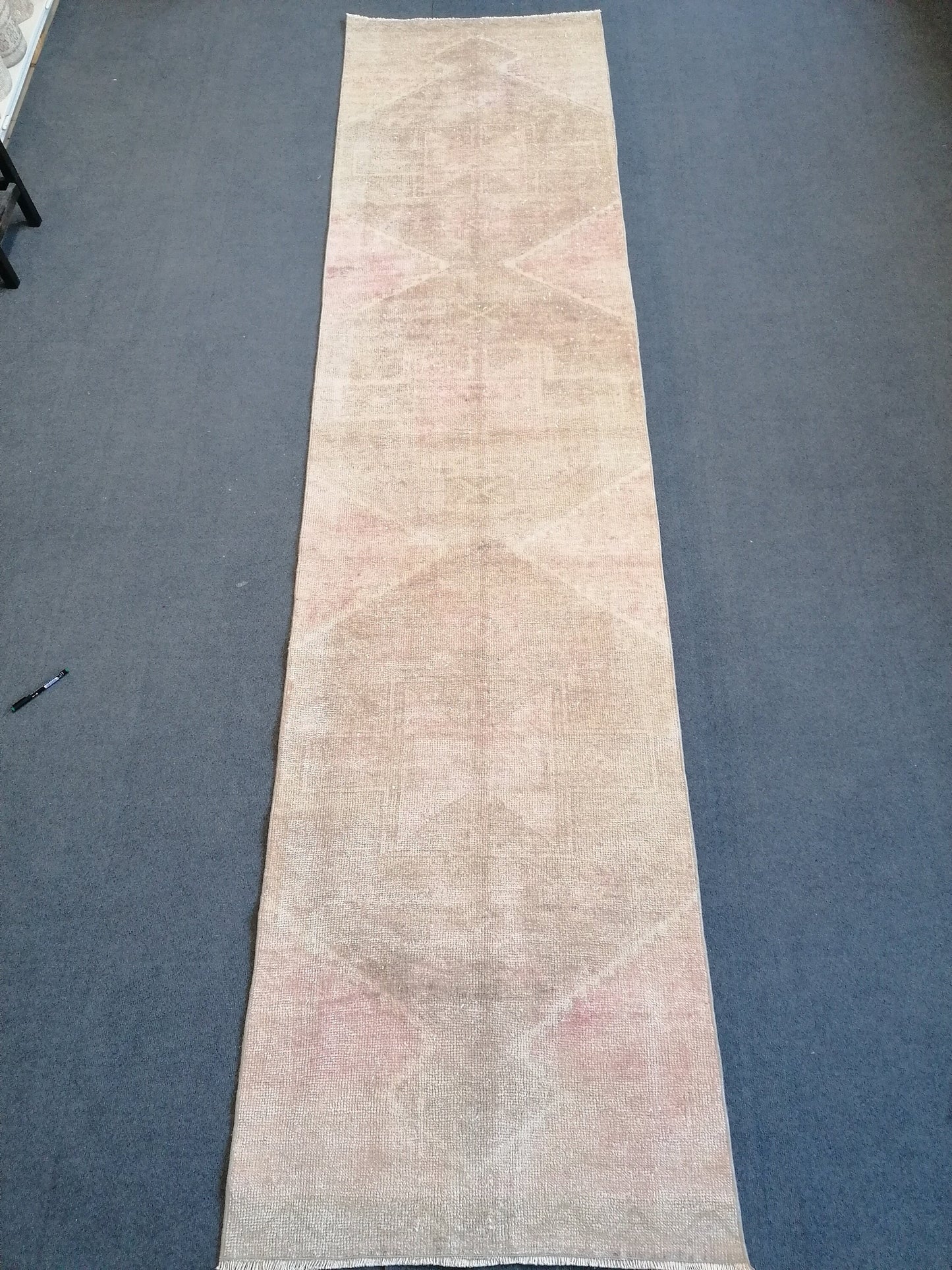 3x12 runner rug,vintage rug,knotted oushak rug,hallway handmade runner