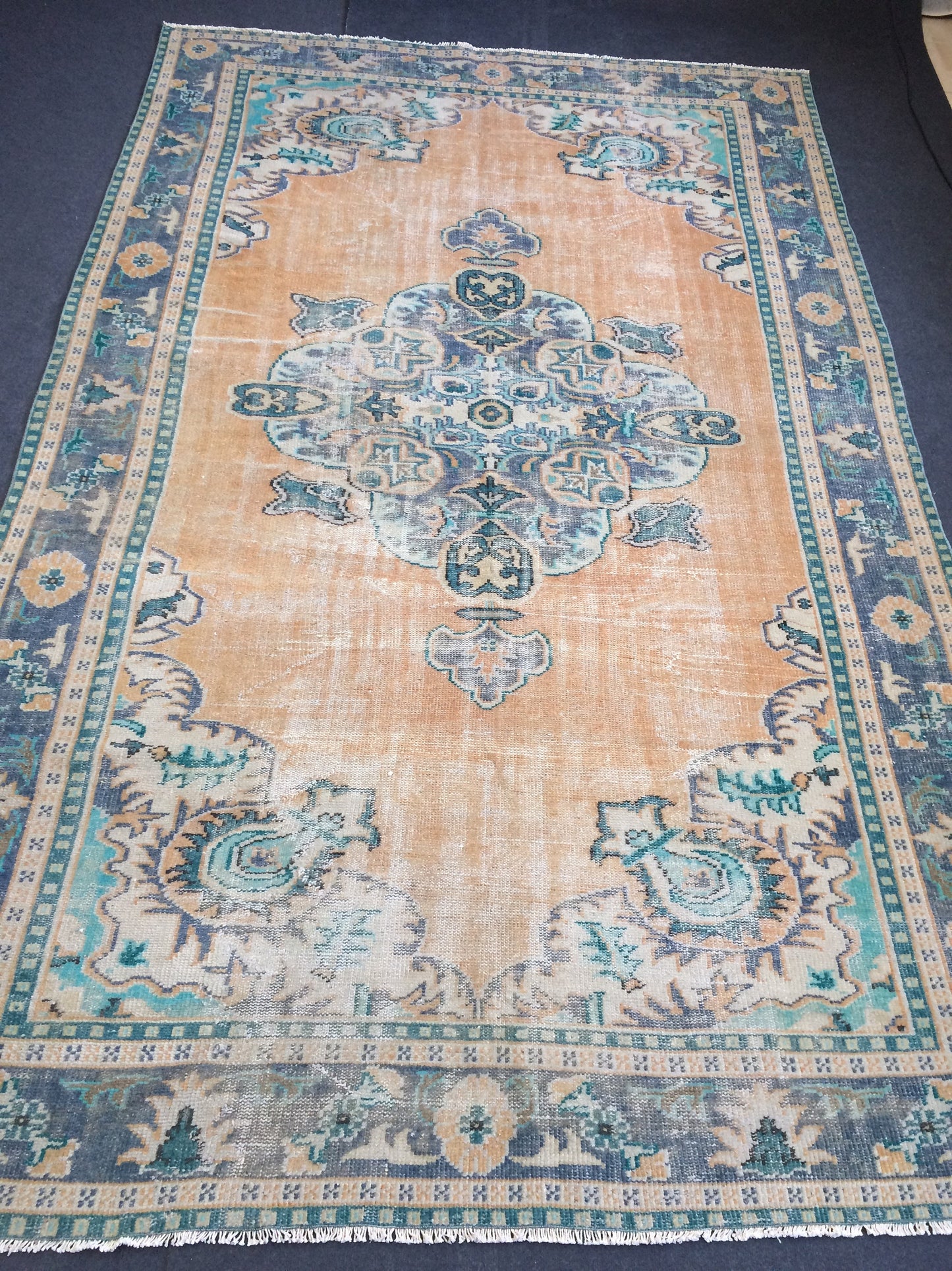 11.4 x 7 Turkish Rug Vintage Rug Oushak Rug Wool Rug