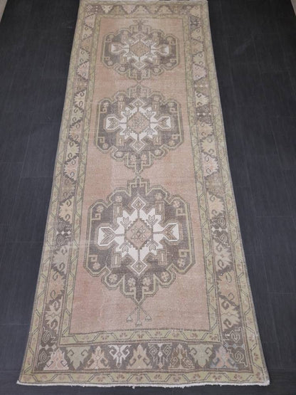 Vintage Turkish Oushak Runner Rug 4.2 x 11 Muted Vintage Runner Rug Hallway Runner Rug Kitchen Runner Rug Wool Runner Rug Wool Oushak Rug