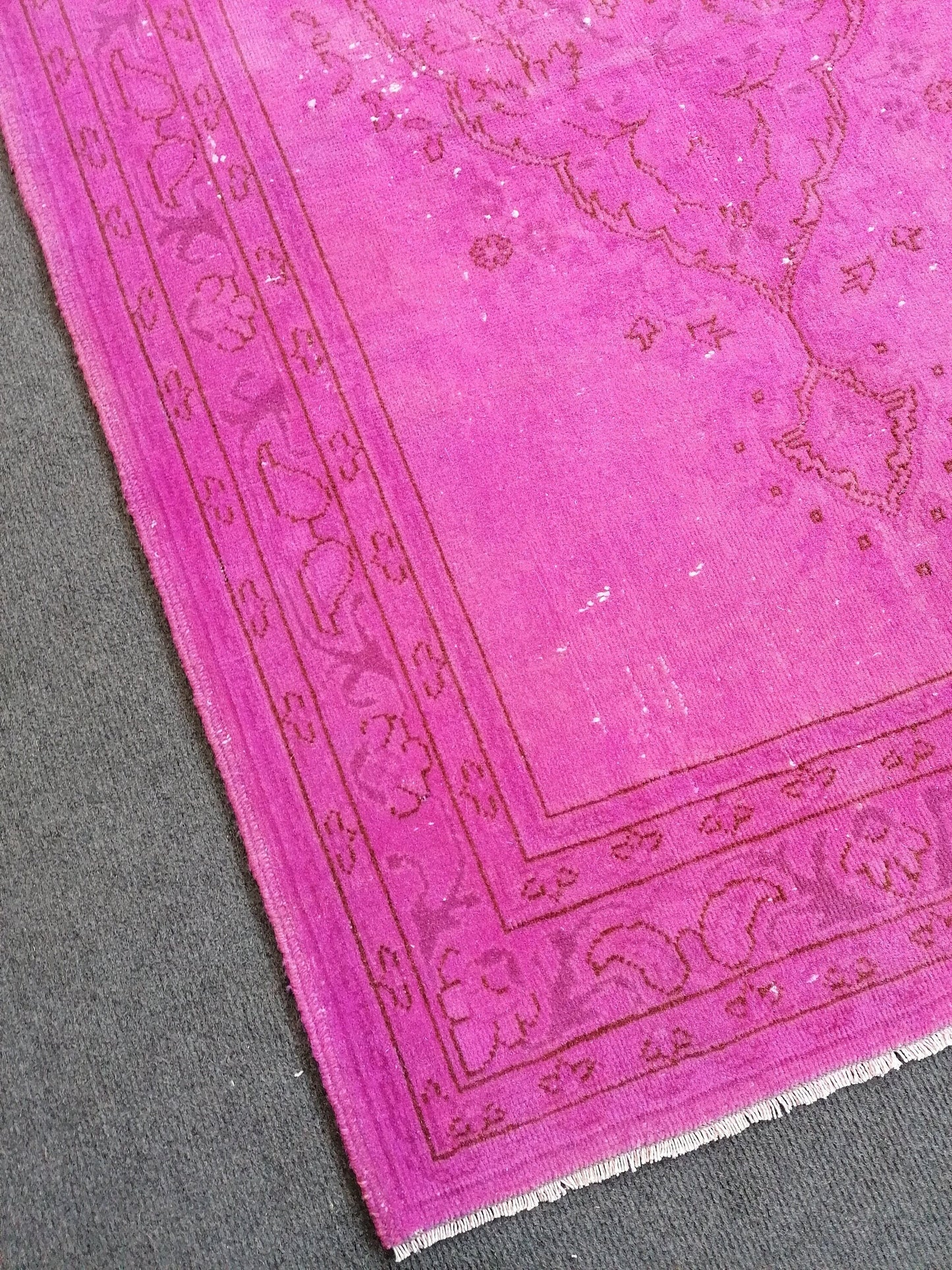 2.10 x 8.10 Handmade pink turkish runner rug, oushak vintage runner rug, vintage anatolian rug