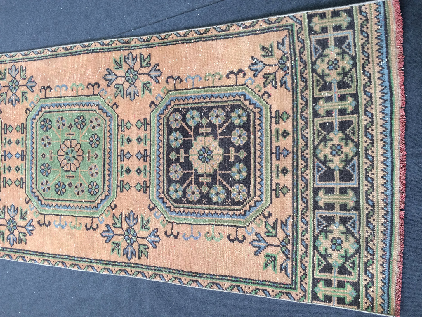 11.4 x 2.9 Oushak Runner Rug Turkish Runner Rug Vintage Runner Rug Hallway Runner Rug Kitchen Runner Rug Wool Runner Rug Wool Oushak Rug