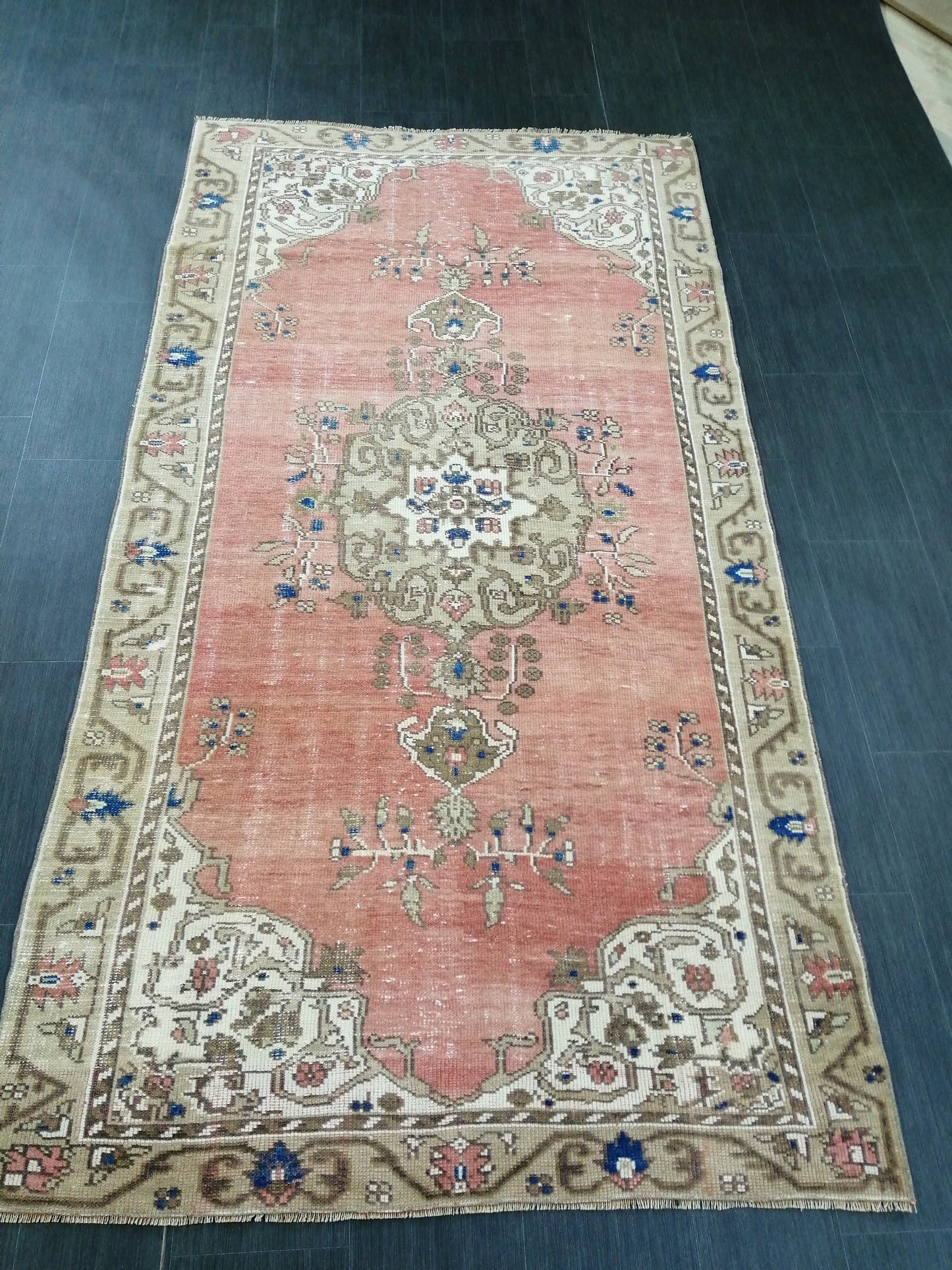 8.7 x 4.6 OUSHAK RUG TURKISH Oushak Rug Vintage Oushak Runner Rug Vintage Runner Rug Wool Oushak Rug Hand Made Rugs Vintage Turkish Rug