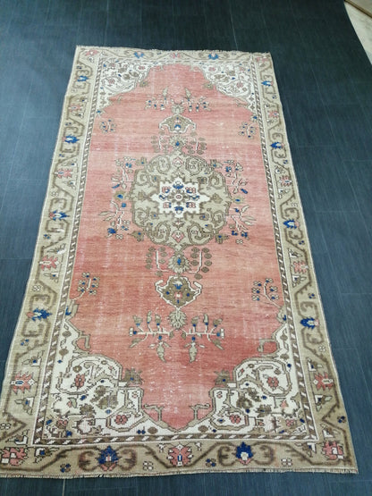 8.7 x 4.6 OUSHAK RUG TURKISH Oushak Rug Vintage Oushak Runner Rug Vintage Runner Rug Wool Oushak Rug Hand Made Rugs Vintage Turkish Rug